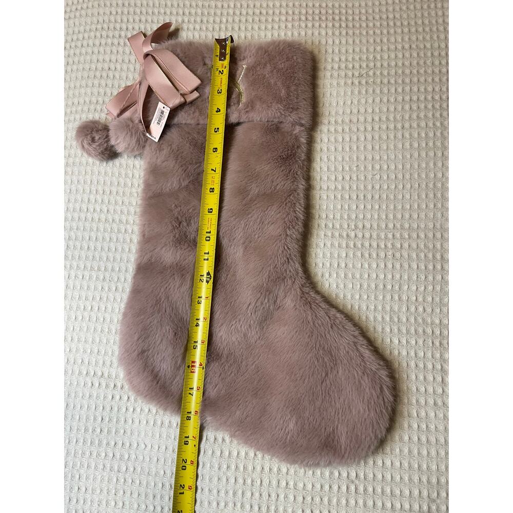 NWT Victorias Secret Blush Pink Fuzzy Pom Pom Christmas Holiday Stocking - Picture 4 of 9